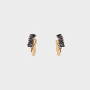 Swarovski® Crystal Embellished Huggie Hoop Earrings - Navy